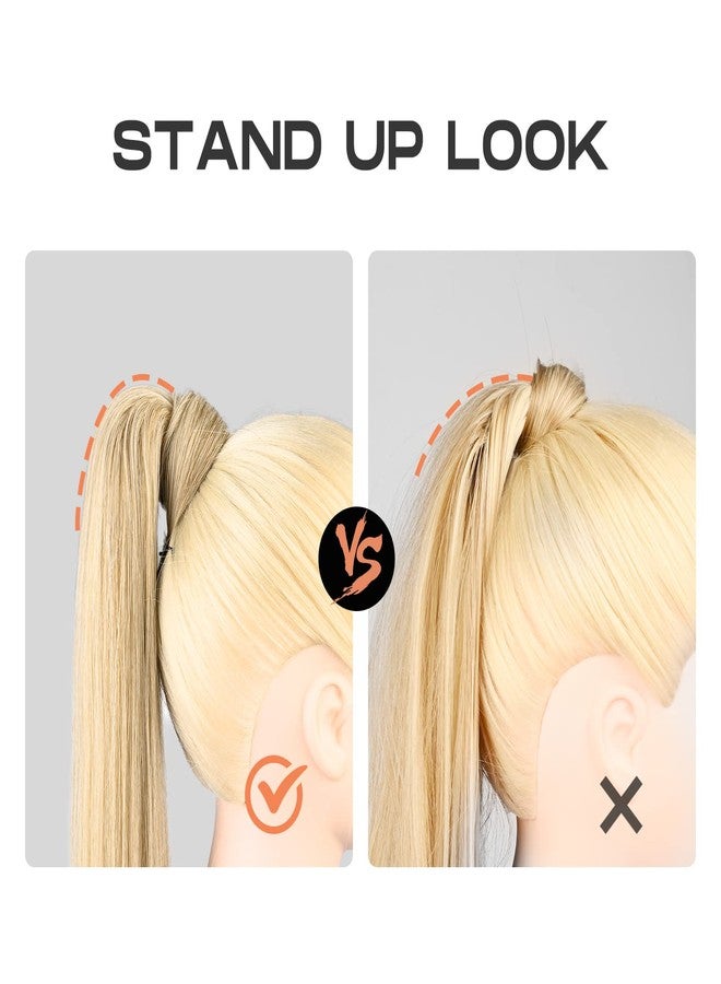 سيكيا وصلة شعر ذيل حصان طويلة من سيكيا، مستقيمة، ملفوفة حول الشعر، بمشبك، وصلات شعر ذيل حصان، شعر صناعي ناعم طبيعي للنساء، طول 35 بوصة، أشقر مع خصلات ذهبية فاتحة. - Image 3